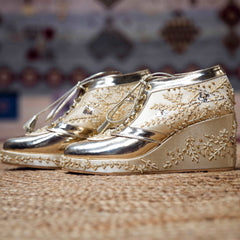 Gold Beaded Bridal Sneaker Wedges - Customized Wedding Shoes | Tiesta Gold Beaded Bridal Sneaker Wedges - Customized Wedding Shoes | Tiesta