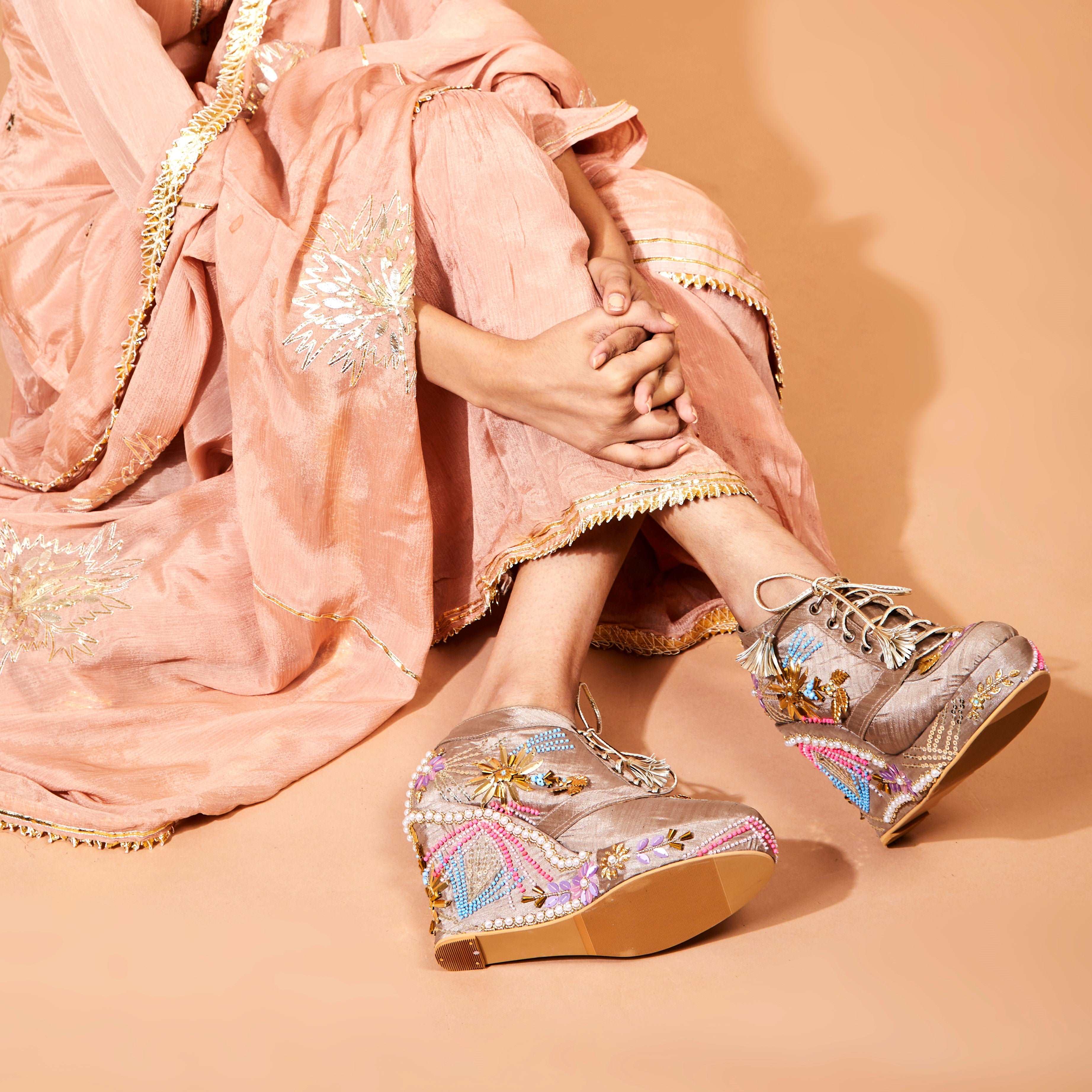 Copper Bridal Sneaker Wedges - Customized Wedding Shoes | Tiesta Copper Bridal Sneaker Wedges - Customized Wedding Shoes | Tiesta