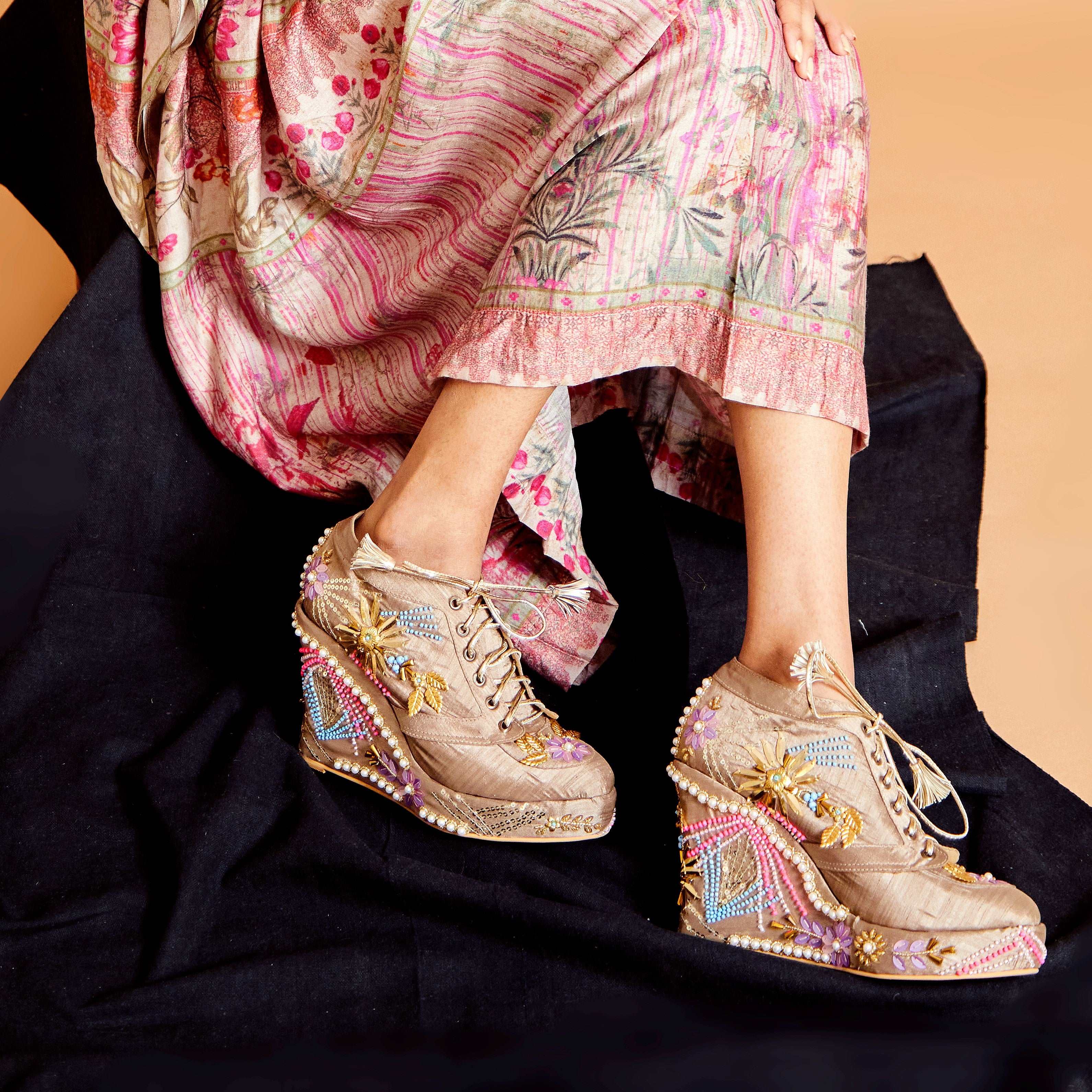 Copper Bridal Sneaker Wedges - Customized Wedding Shoes | Tiesta Copper Bridal Sneaker Wedges - Customized Wedding Shoes | Tiesta