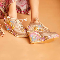 Copper Bridal Sneaker Wedges - Customized Wedding Shoes | Tiesta Copper Bridal Sneaker Wedges - Customized Wedding Shoes | Tiesta