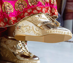 Gold Beaded Bridal Sneaker Wedges - Customized Wedding Shoes | Tiesta Gold Beaded Bridal Sneaker Wedges - Customized Wedding Shoes | Tiesta