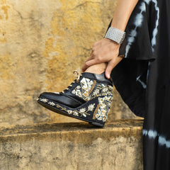Black Customizable Sneaker Wedges | Tiesta Black Customizable Sneaker Wedges | Tiesta