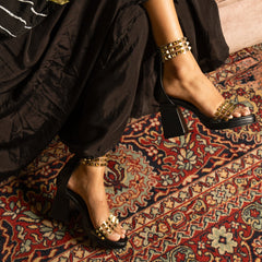 Stellar Black Studded Block Heels Stellar Black Studded Block Heels