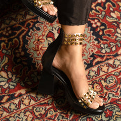 Stellar Black Studded Block Heels Stellar Black Studded Block Heels