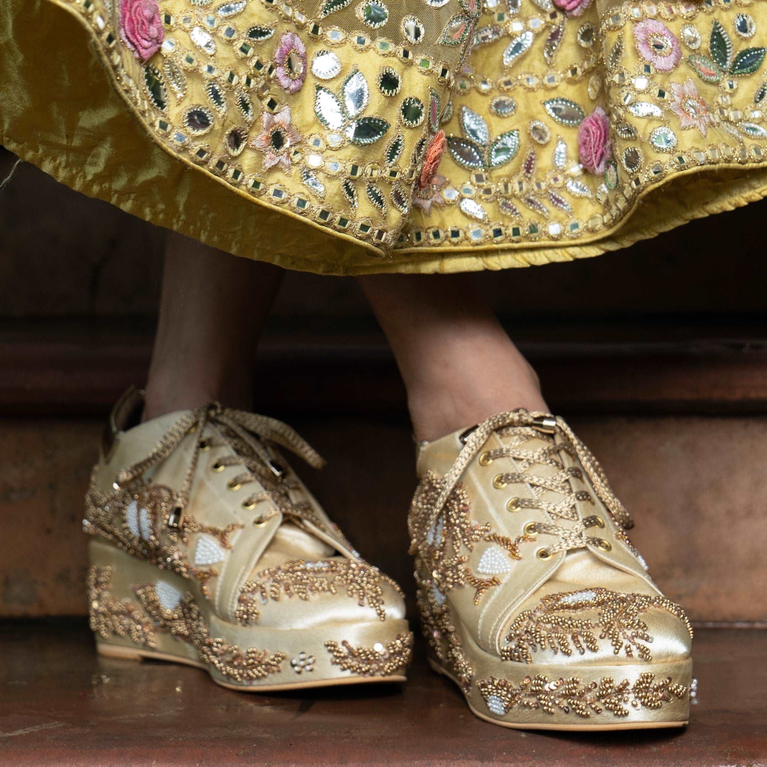 Begum Red Bridal Sneaker Wedges Customized Wedding Shoes Tiesta