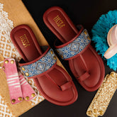 Kolas - Wine Kolhapuri Chappal with Changeable Straps
