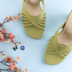 Green Strappy Block Heels | Tiesta Shoes Green Strappy Block Heels | Tiesta Shoes