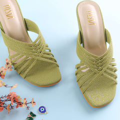 Green Strappy Block Heels | Tiesta Shoes Green Strappy Block Heels | Tiesta Shoes