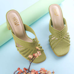 Green Strappy Block Heels | Tiesta Shoes Green Strappy Block Heels | Tiesta Shoes