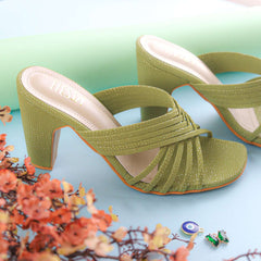 Green Strappy Block Heels | Tiesta Shoes Green Strappy Block Heels | Tiesta Shoes