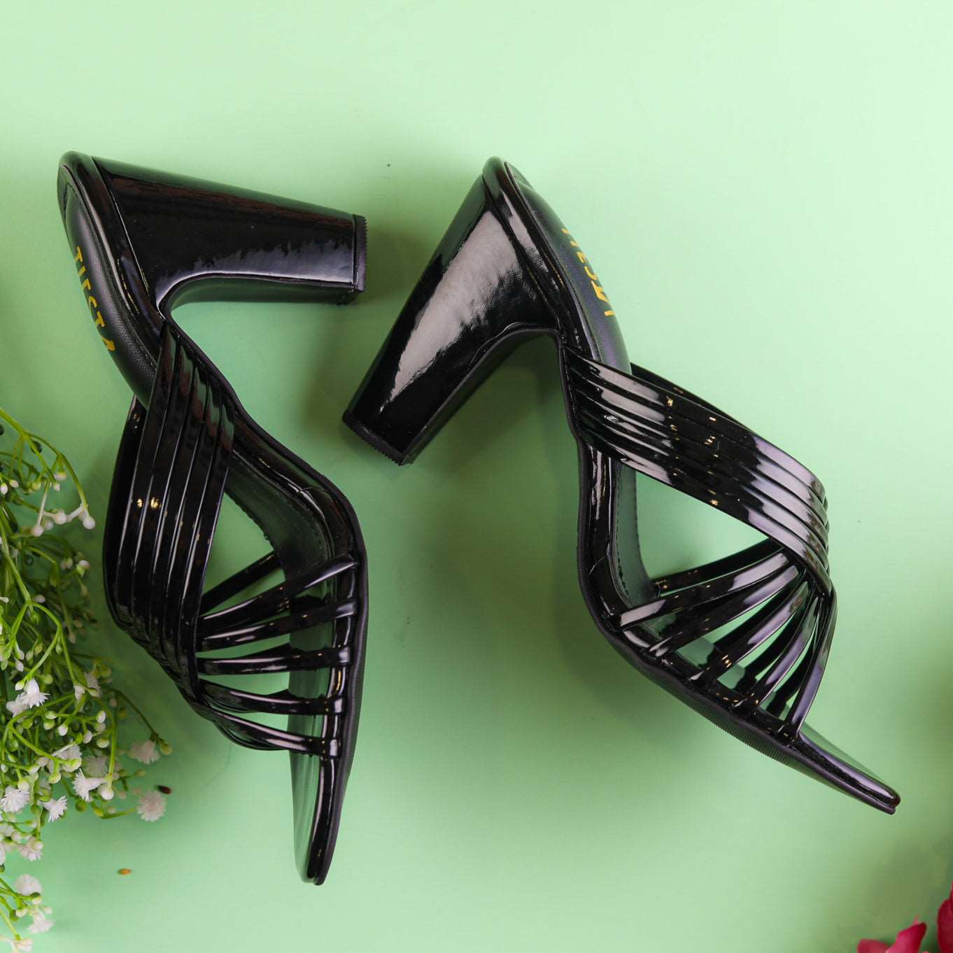 Black Strappy Block Heels - Her Shades Black Strappy Block Heels - Her Shades
