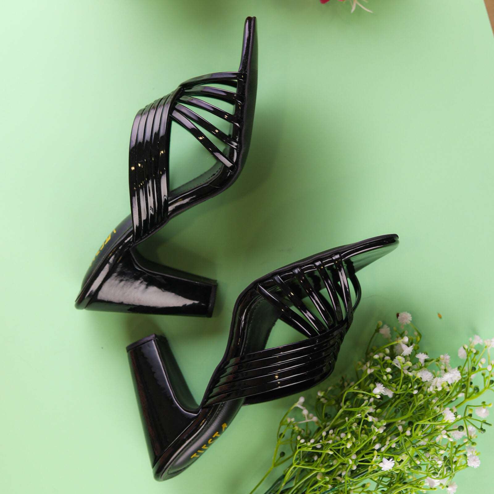 Black Strappy Block Heels - Her Shades Black Strappy Block Heels - Her Shades