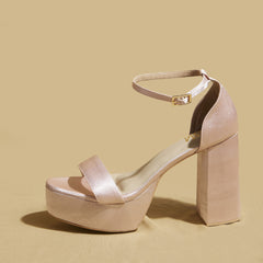 Nude Satin Open Toe Pumps – 4 to 4.5 Inch Heel & Platform | Customisable Nude Satin Open Toe Pumps – 4 to 4.5 Inch Heel & Platform | Customisable