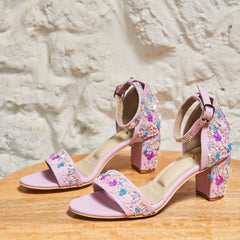 Lavender embroidered Block heels I Tiesta Shoes Lavender embroidered Block heels I Tiesta Shoes