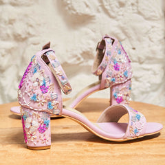 Lavender embroidered Block heels I Tiesta Shoes Lavender embroidered Block heels I Tiesta Shoes