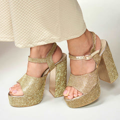 Gigi Gold Trendy Block Heels for Anytime Party Gigi Gold Trendy Block Heels for Anytime Party