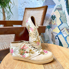 Flat White Floral Bridal Sneaker Wedges - Customized Wedding Shoes | Tiesta Flat White Floral Bridal Sneaker Wedges - Customized Wedding Shoes | Tiesta