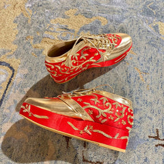 Begum Red Bridal Sneaker Wedges - Customized Wedding Shoes Begum Red Bridal Sneaker Wedges - Customized Wedding Shoes