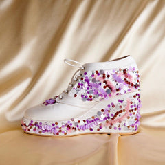 Purple Sequin embroidered Sneaker Wedges | Tiesta Purple Sequin embroidered Sneaker Wedges | Tiesta