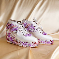 Purple Sequin embroidered Sneaker Wedges | Tiesta Purple Sequin embroidered Sneaker Wedges | Tiesta