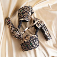 Bridal Embroidered Customized Block Heels I Tiesta Shoes Bridal Embroidered Customized Block Heels I Tiesta Shoes