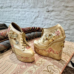 Gold Customizable Bridal Sneaker Wedges | Tiesta Gold Customizable Bridal Sneaker Wedges | Tiesta