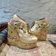 Gold Customizable Bridal Sneaker Wedges | Tiesta Gold Customizable Bridal Sneaker Wedges | Tiesta