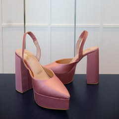Pink Block Heels I Tiesta for Radhika Merchant Pink Block Heels I Tiesta for Radhika Merchant