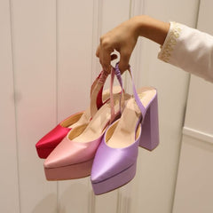 Pink Block Heels I Tiesta for Radhika Merchant Pink Block Heels I Tiesta for Radhika Merchant