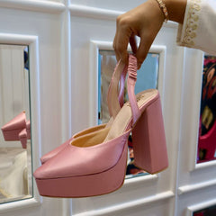 Pink Block Heels I Tiesta for Radhika Merchant Pink Block Heels I Tiesta for Radhika Merchant