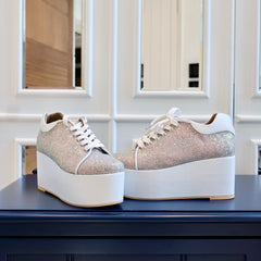Begum White Bridal Sneaker Wedges - Customized Wedding Shoes Begum White Bridal Sneaker Wedges - Customized Wedding Shoes