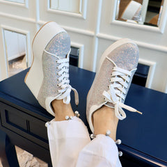 Begum White Bridal Sneaker Wedges - Customized Wedding Shoes Begum White Bridal Sneaker Wedges - Customized Wedding Shoes