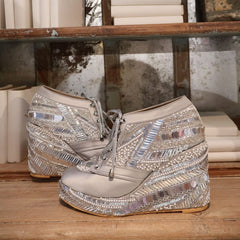 POPPY- Silver Embroidered Sneaker Wedges | Tiesta Shoes POPPY- Silver Embroidered Sneaker Wedges | Tiesta Shoes