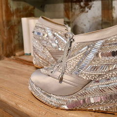 POPPY- Silver Embroidered Sneaker Wedges | Tiesta Shoes POPPY- Silver Embroidered Sneaker Wedges | Tiesta Shoes