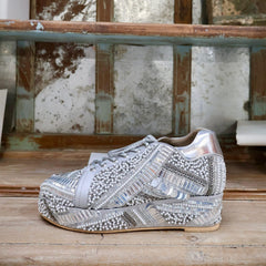 POPPY- Silver-Grey Bridal Sneaker Platform Wedges | Tiesta Shoes POPPY- Silver-Grey Bridal Sneaker Platform Wedges | Tiesta Shoes