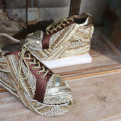 POPPY- Brown Bridal Sneaker Platform Wedges I Tiesta Shoes POPPY- Brown Bridal Sneaker Platform Wedges I Tiesta Shoes