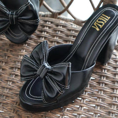 THE BOW I Black Block Heels I Tiesta Shoes THE BOW I Black Block Heels I Tiesta Shoes