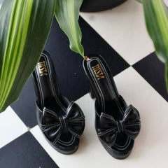THE BOW I Black Block Heels I Tiesta Shoes THE BOW I Black Block Heels I Tiesta Shoes