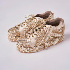 POPPY- Gold Bridal Sneaker Platform Wedges | Tiesta Shoes POPPY- Gold Bridal Sneaker Platform Wedges | Tiesta Shoes