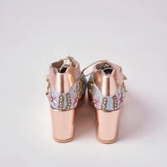 Rose Gold AND Blue  Embroidered Bridal Sneaker Wedges - Customized Wedding Shoes Rose Gold AND Blue  Embroidered Bridal Sneaker Wedges - Customized Wedding Shoes