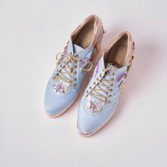 Rose Gold AND Blue  Embroidered Bridal Sneaker Wedges - Customized Wedding Shoes Rose Gold AND Blue  Embroidered Bridal Sneaker Wedges - Customized Wedding Shoes