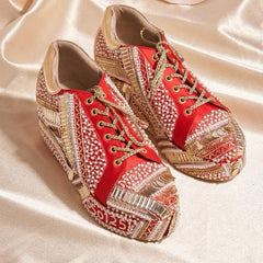 POPPY- Red Bridal Sneaker Platform Wedges | Tiesta Shoes POPPY- Red Bridal Sneaker Platform Wedges | Tiesta Shoes