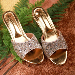 Cut Dana (Gold Silver Embroidered Bridal block Heels) Cut Dana (Gold Silver Embroidered Bridal block Heels)