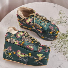 Butterfly Neon Beaded Sneakers – Fully Cushioned Platform shoes (Green) Butterfly Neon Beaded Sneakers – Fully Cushioned Platform shoes (Green)