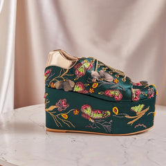 Butterfly Neon Beaded Sneakers – Fully Cushioned Platform shoes (Green) Butterfly Neon Beaded Sneakers – Fully Cushioned Platform shoes (Green)