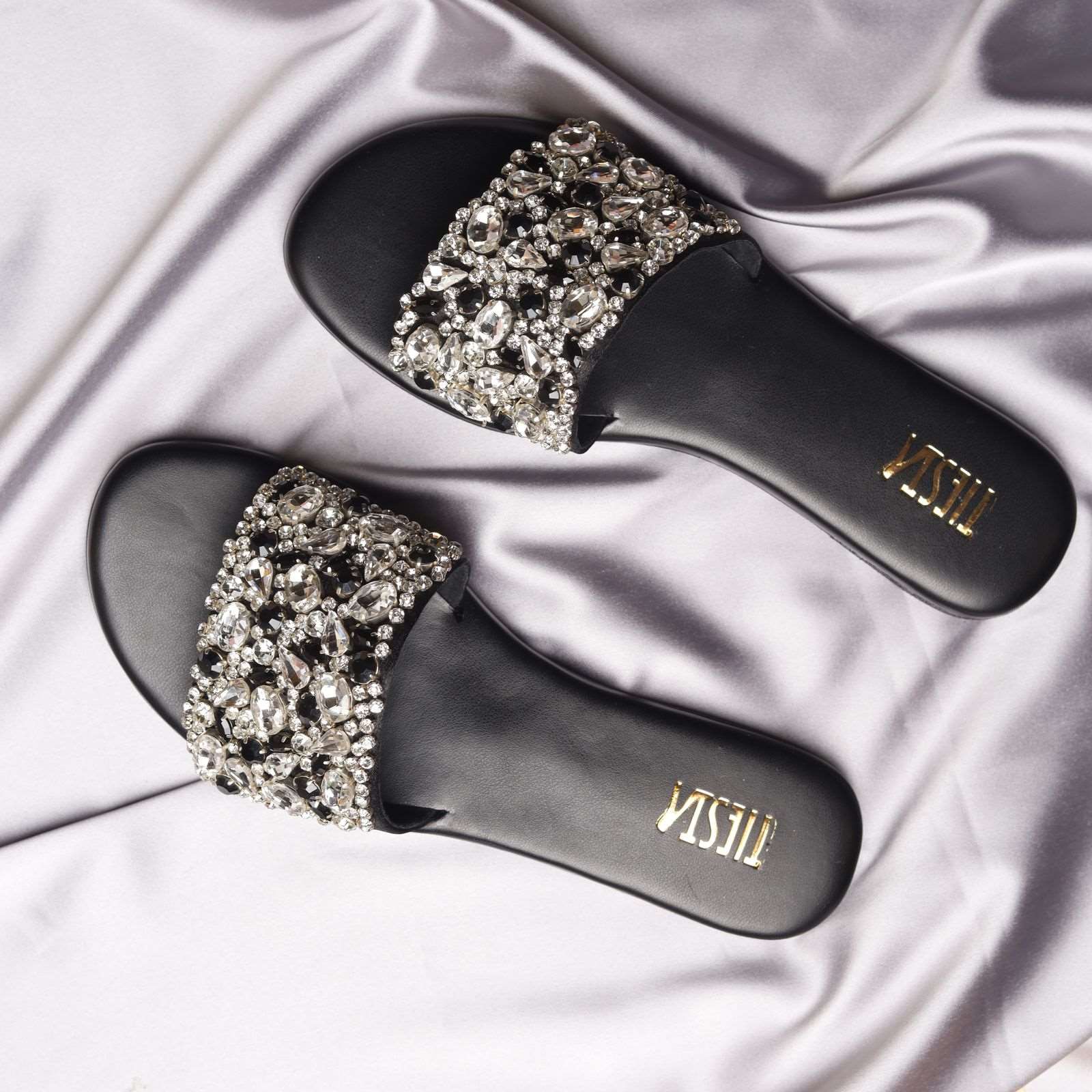 Jewel (Silver) Flats Crystal Black and silver stones Jewel (Silver) Flats Crystal Black and silver stones