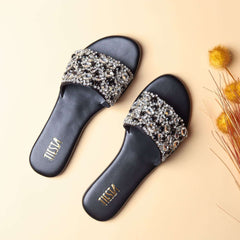 Jewel (Silver) Flats Crystal Black and silver stones Jewel (Silver) Flats Crystal Black and silver stones