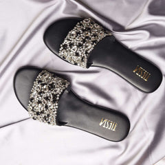 Jewel (Silver) Flats Crystal Black and silver stones Jewel (Silver) Flats Crystal Black and silver stones