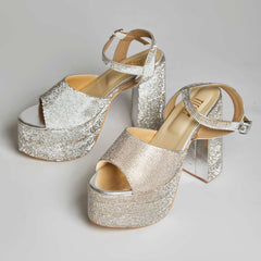 Gigi Silver Trendy Block Heels for Anytime Party Gigi Silver Trendy Block Heels for Anytime Party