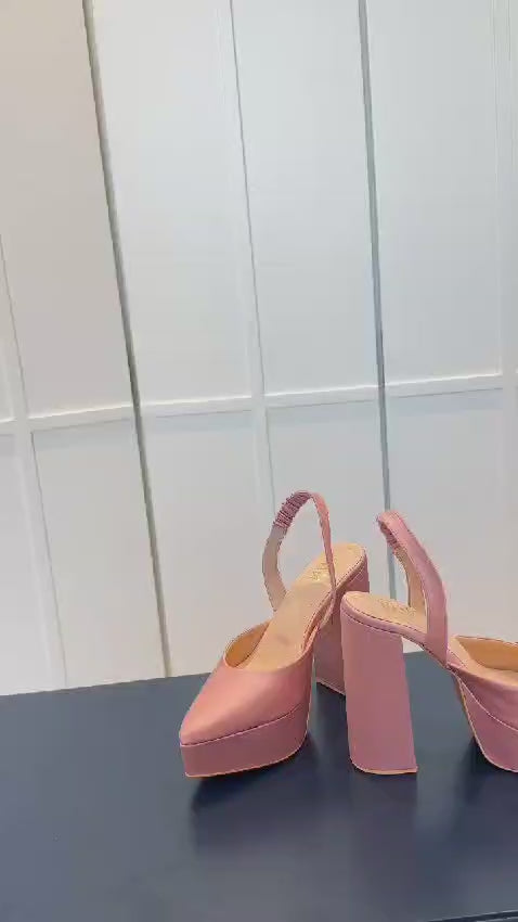 Pink Block Heels I Tiesta for Radhika Merchant Pink Block Heels I Tiesta for Radhika Merchant